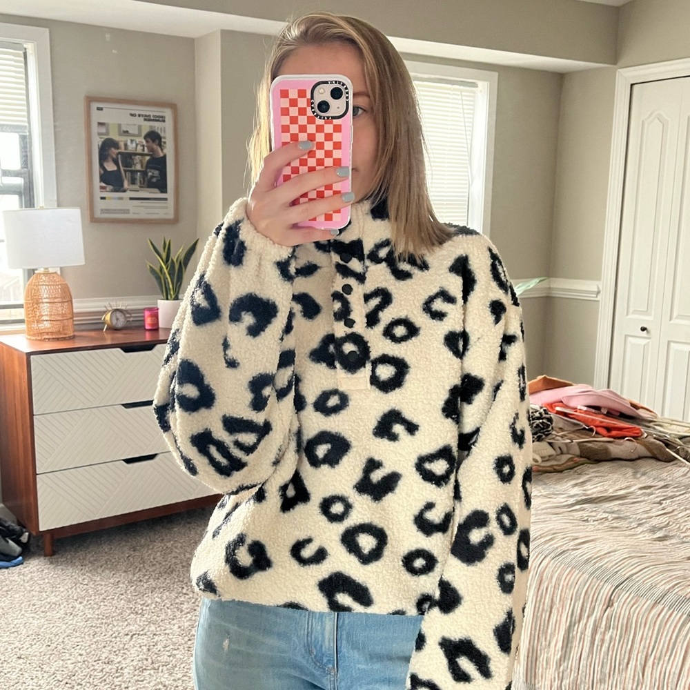 LOFT Leopard Sherpa Pullover